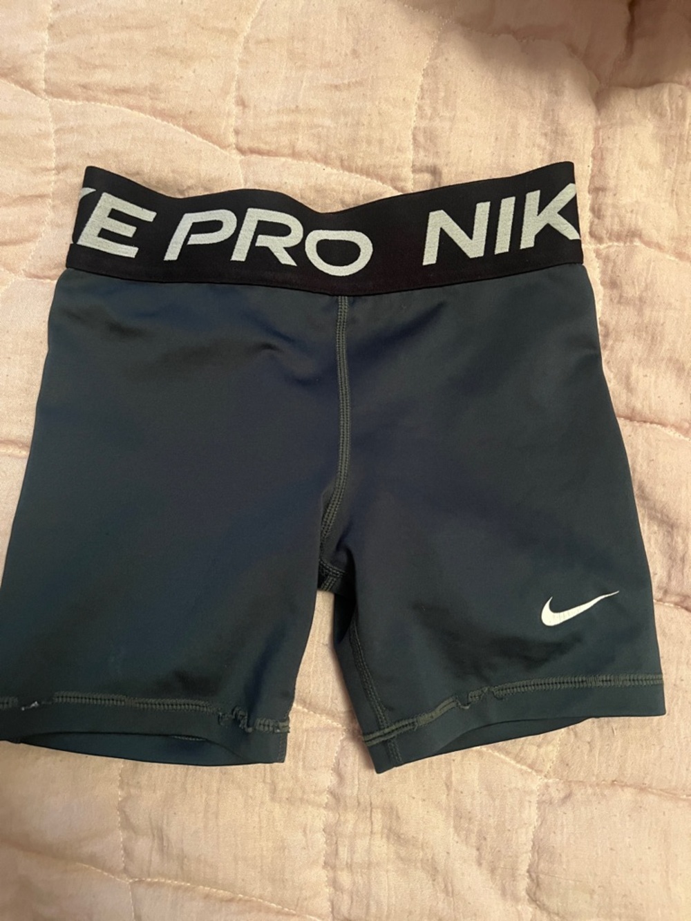 Nike Pro Dark Blue Compression Shorts with White Swoosh